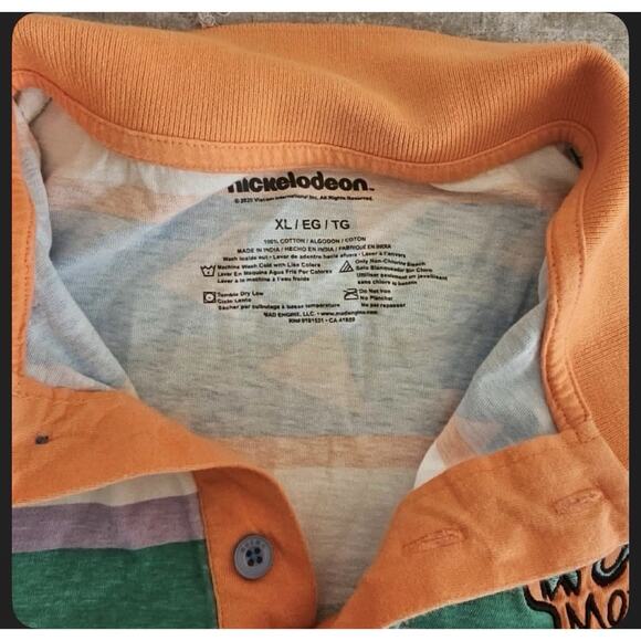 Rocko's Modern Life Men Striped Polo Golf Shirt Nickelodeon Embroidered Patch XL - Picture 6 of 6